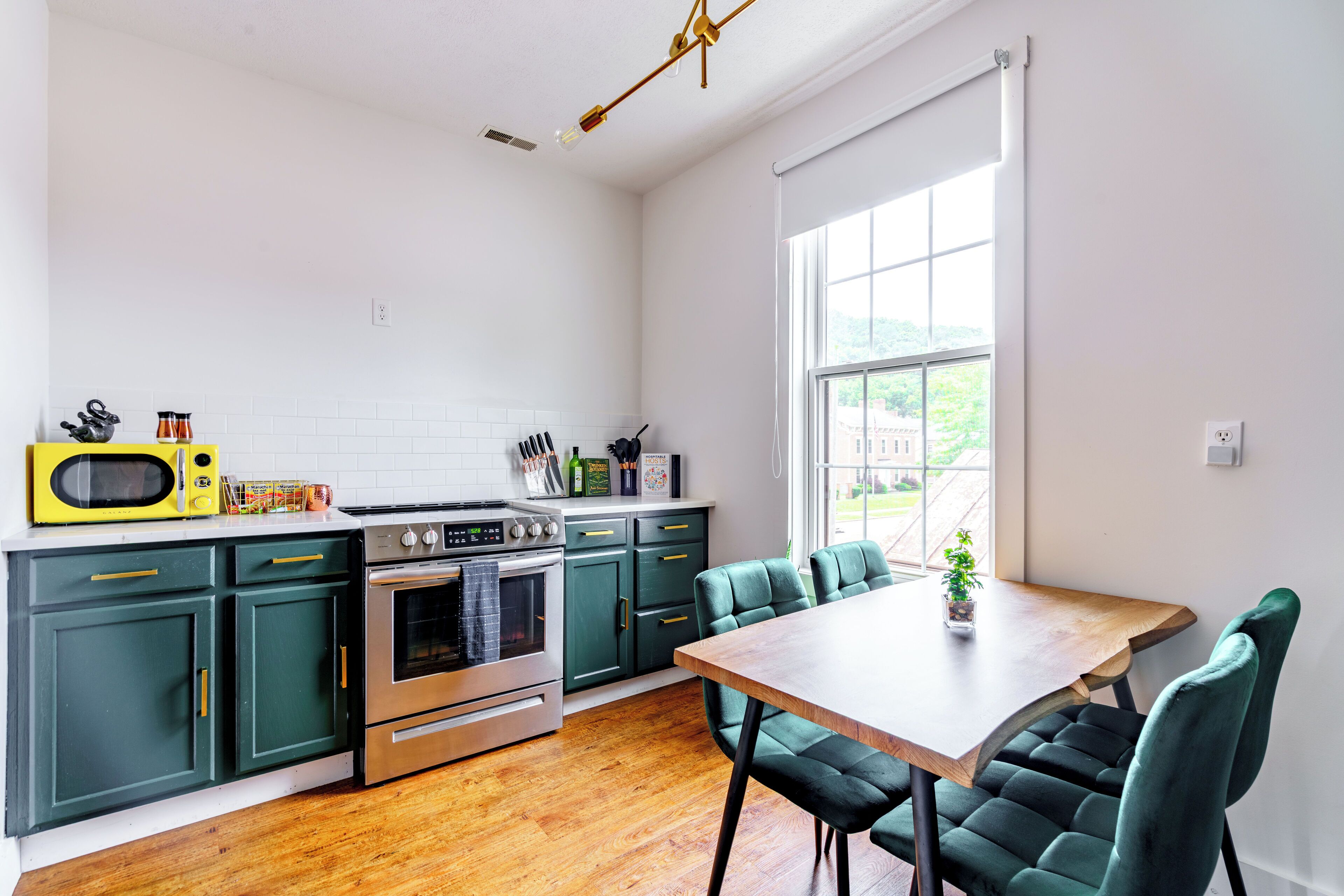 Full-size fridge, microwave, oven, stovetop