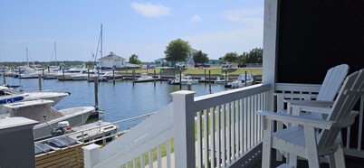 Water view condo overlooking Marina, with private deck