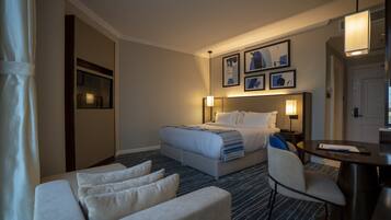 Frette Italian sheets, premium bedding, memory-foam beds, minibar