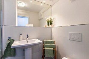 Ducha, secador de pelo, toallas