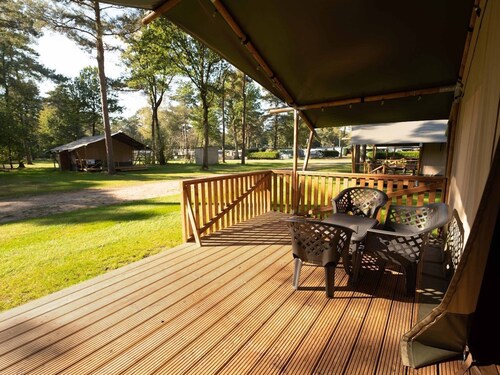 Glamping on a site with many facilities and pool