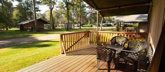 Glamping on a site with many facilities and pool
