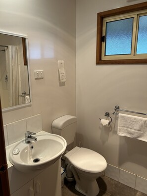 Cabaña Deluxe | Baño | Toallas, jabón, champú y papel higiénico