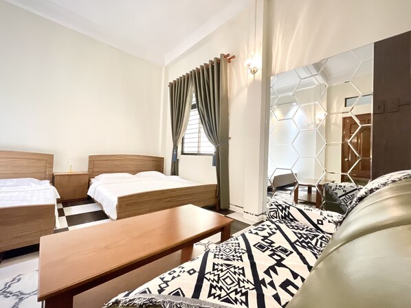 家庭宿舍, 2 张大床 | 特色装修、遮光窗帘、免费 WiFi