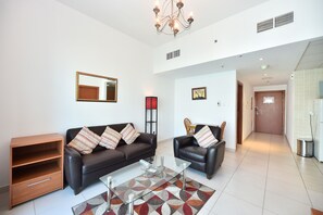 Standard Apartment, Marina View, Lakeside | Living area | Flat-screen TV - 1BR Apartment Stunning Marina View - MVT (Dubai)