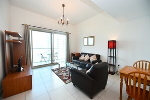 Standard Apartment, Marina View, Lakeside | Living area | Flat-screen TV - 1BR Apartment Stunning Marina View - MVT (Dubai)