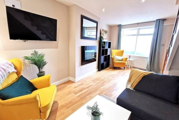 TV, fireplace - Well Located House Ranelagh PATIO AND WIFI (Dublin 6)