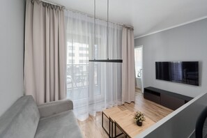 Apartemen, 1 kamar tidur, balkon | 1 kamar tidur, Wi-Fi gratis, dan seprai linen