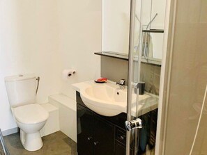 Bathroom - Renovated Studio with Terrace Near Thermes, City Center, A/C & WIFI (Amélie-les-Bains-Palalda)
