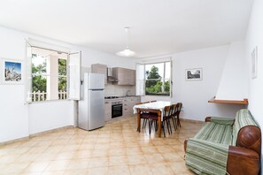 Fridge, oven, stovetop, high chair