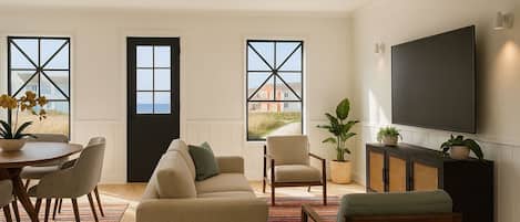 TV, fireplace, offices