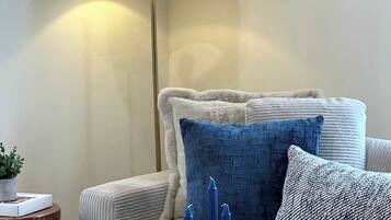 Télévision, cheminée, espaces bureaux