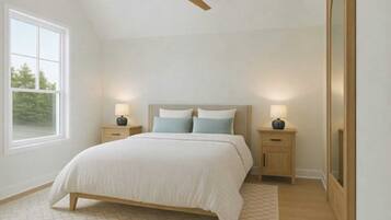 2 bedrooms, desk, iron/ironing board, WiFi