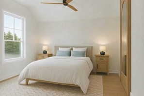 2 slaapkamers, een bureau, een strijkplank/strijkijzer, wifi