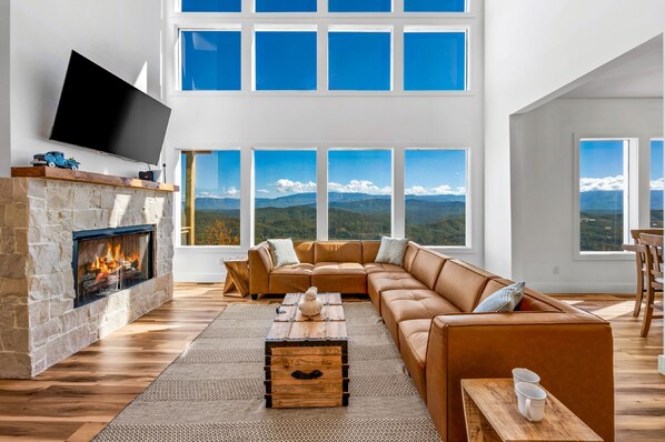 TV, fireplace, foosball