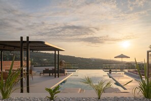 Outdoor pool, a heated pool - Villa En Paraiso, a Majestic SeaView Retreat  (Maroulas)