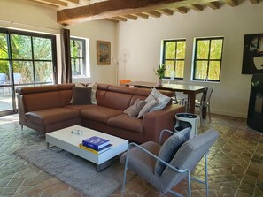 Smart TV, fireplace, ping pong, books