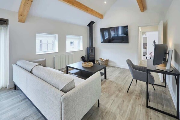 TV, fireplace, offices