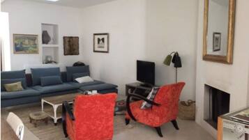 TV, fireplace, ping pong, books