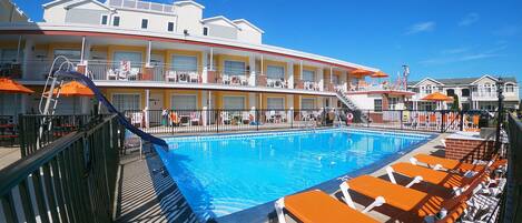 Standard Double Room, 2 Queen Beds, Non Smoking | Pool | Seasonal outdoor pool, sun loungers