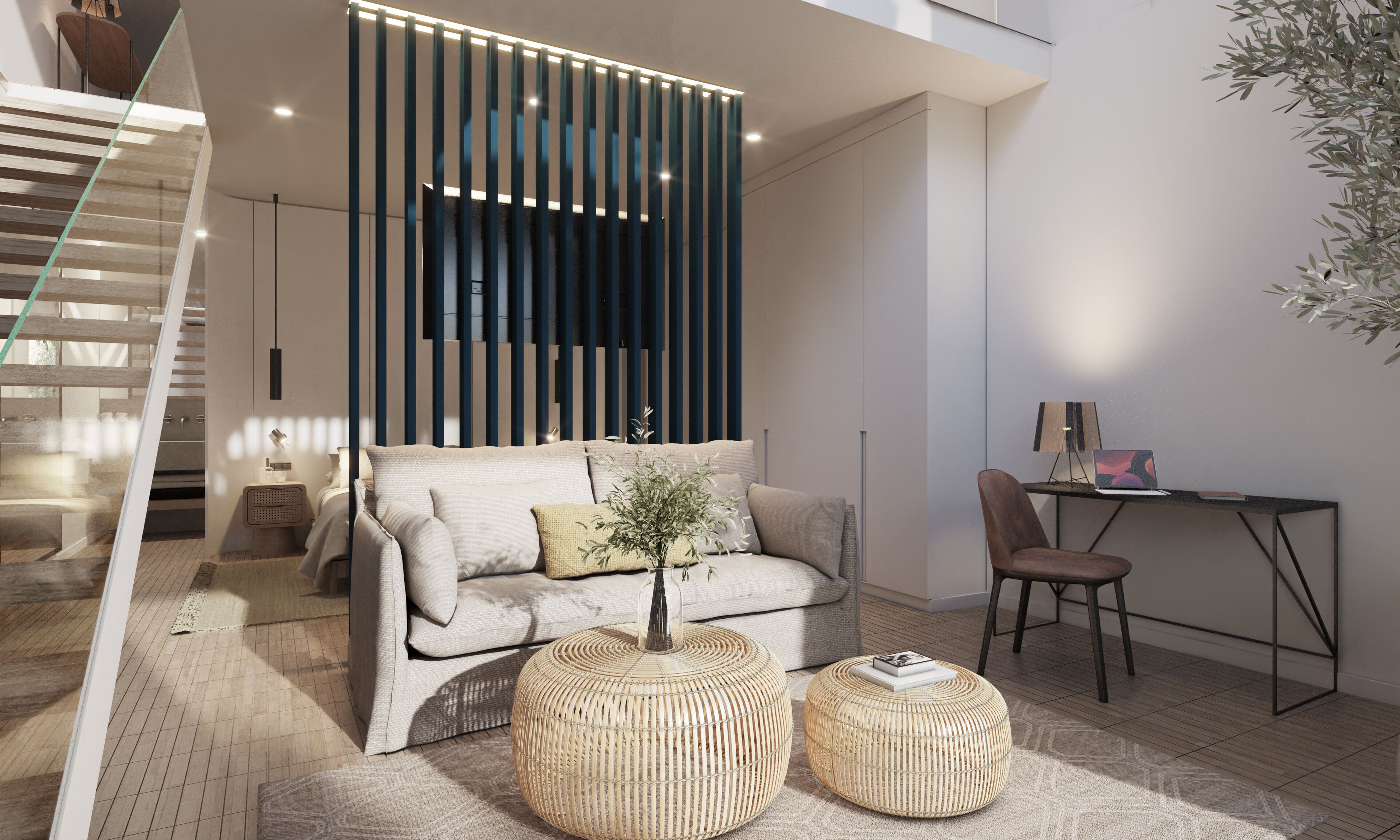 Signature Duplex | Living area | 65-inch Smart TV with digital channels, TV