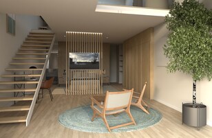 Toetasjesleilighet – signature | Oppholdsområde | En 65-tommers smart-TV med digitale kanaler samt TV