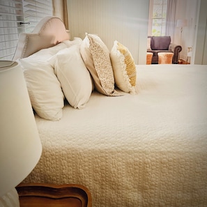1 bedroom, desk, iron/ironing board, bed sheets