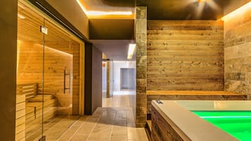 Een sauna, een bubbelbad