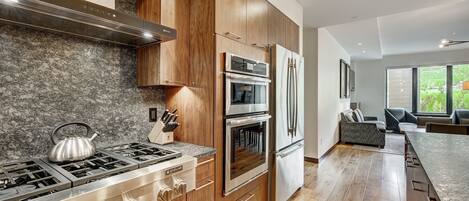 Fridge, microwave, oven, dishwasher