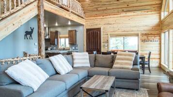 Smart TV, fireplace, video games, DVD player