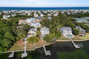 Exterior - 1528 - Sound and Color, Stunning sound views at OBX home with private heated pool and pet-friendly (Corolla)