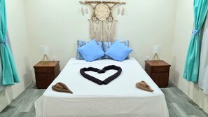 1 bedroom, desk, iron/ironing board, travel cot