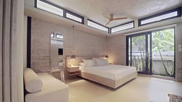 4 makuuhuonetta, tallelokero huoneessa, silitysrauta/-lauta