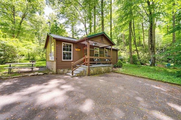Maggie Valley Vacation Rental | 2BR | 2BA | 730 Sq Ft | Steps Required