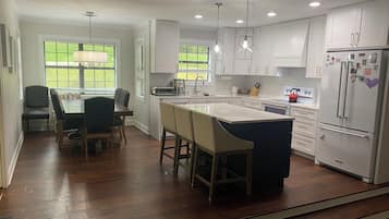 Fridge, microwave, dishwasher, electric kettle