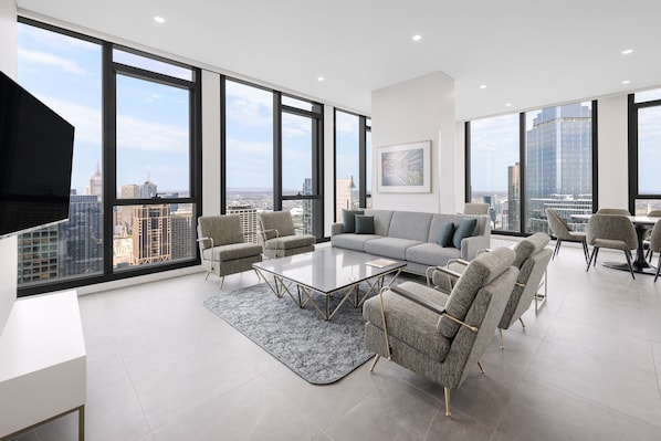 Penthouse, 3 chambres | Coin séjour