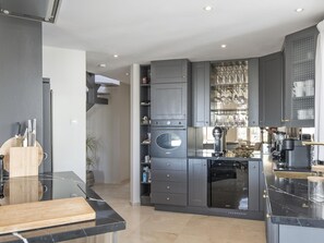 Fridge, microwave, oven, dishwasher