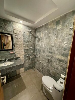 Appartement exécutif | Salle de bain | Douche, douche cascade, articles de toilette (gratuits)