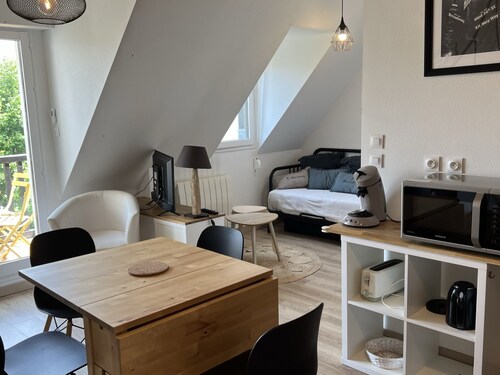 Accès direct plage, T3 mezzanine, 4 pers, balcon, parking, proche thalasso à Cabourg