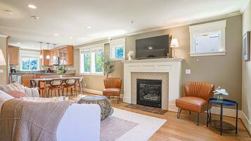 TV, fireplace, offices