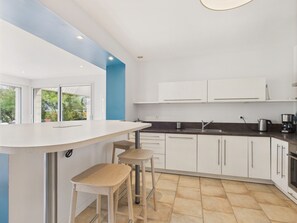 Fridge, oven, dishwasher, coffee/tea maker