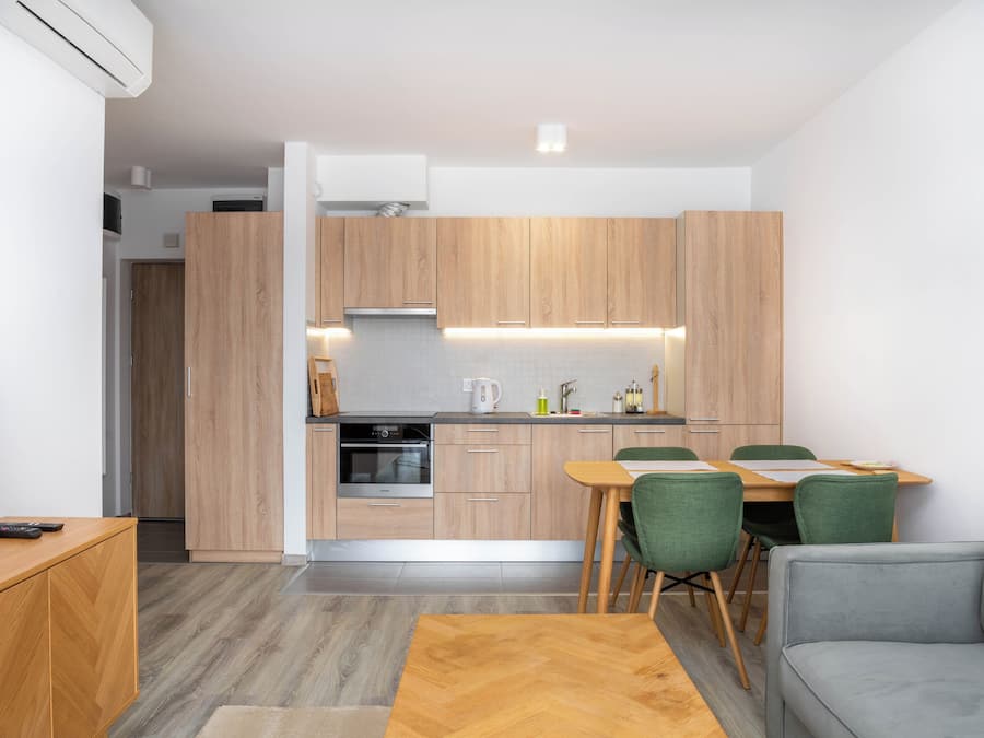 Deluxe appartement | Privékeuken | Een koelkast met diepvriezer, een oven, een kookplaat, een vaatwasser