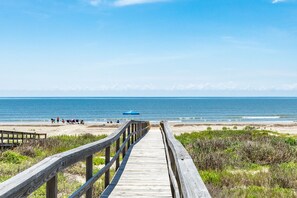 On the beach - Beachfront Beauty w/ 5 Decks, Private Walkover, Spacious Living Area & Elevator! (Galveston)