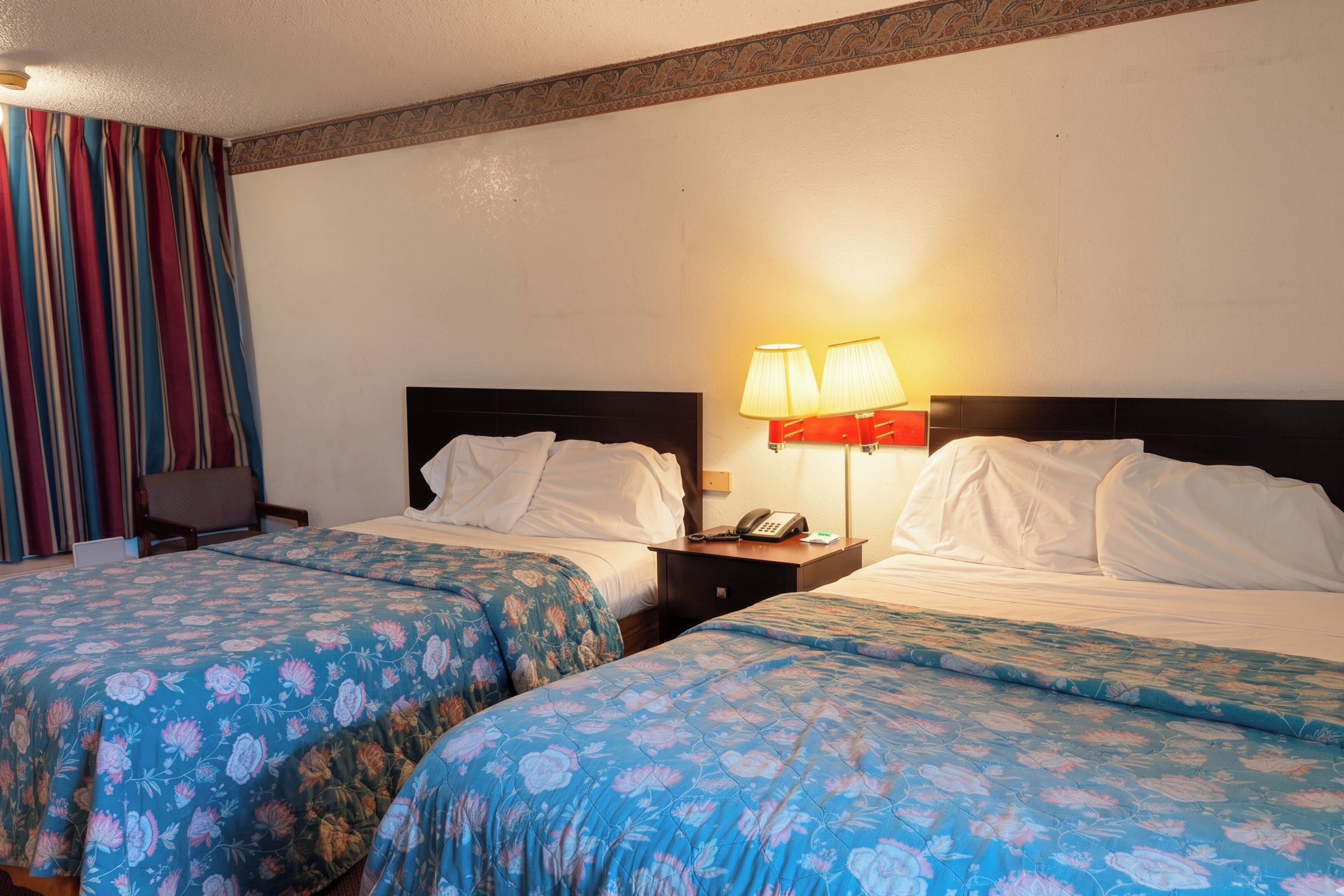 Desk, free WiFi, bed sheets