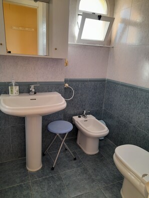 Haartrockner, Bidet, Handtücher, Seife