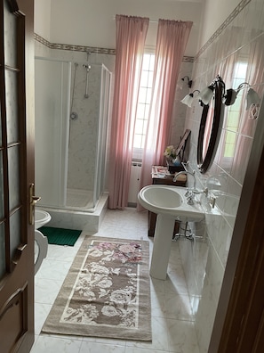 Shower, hair dryer, bidet, soap