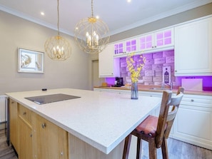 Full-sized fridge, microwave, oven, stovetop