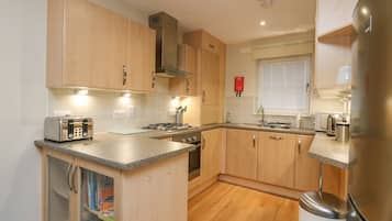 Fridge, dishwasher, electric kettle, toaster