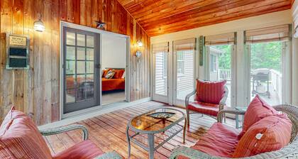 Waterfront home with a fireplace, grill, deck, washer/dryer, & AC - dog-friendly