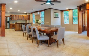 Mini-fridge, microwave, cookware/dishes/utensils, kitchen islands